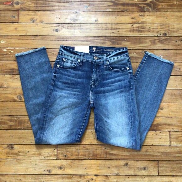 7FOR all mankind Roxanne classic ankle skinny high rise waist soft denim size 25 - Picture 1 of 11